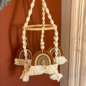 Baby mobile macrame with wood beads